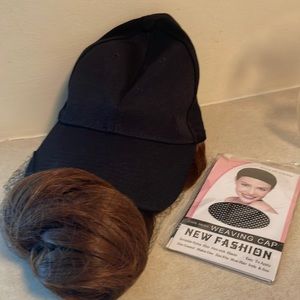 100% cotton baseball cap creating a ready-to-wear hair with a weaving cap